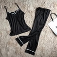thumbnail image 3 of wsevypo Women's Silk Satin Slip Top Long Sleepwear Pajamas (Tops+Pants), 3 of 5