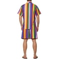 thumbnail image 3 of INSPIRE CHIC Outfit Striped Shirt Set for Men's Short Sleeves Beach Hawaiian Shirt and Shorts Suits L Rainbow Pink, 3 of 4