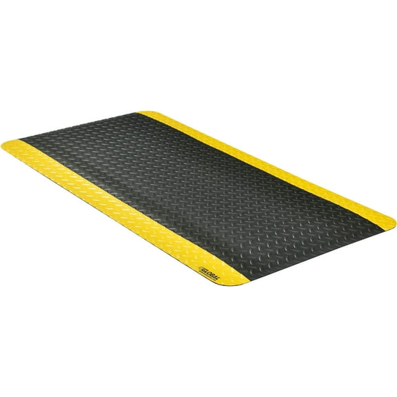 Global Industrial Diamond Plate Anti Fatigue Mat 15/16"" Thick 2'W x 4'L Black/Y