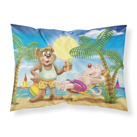 Carolines Treasures APH3817PILLOWCASE Bears Relaxing at the Beach Fabric Standard Pillowcase Standard multicolor