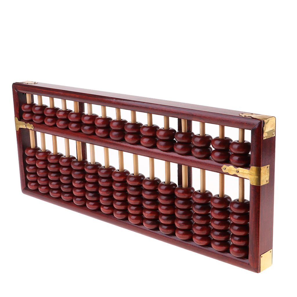 Chinese Wooden Abacus Arithmetic 15 Digits Math Tool Kids Learning Gift Red