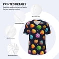 thumbnail image 3 of Zufioo Lovely Planet Print Men's Baseball Short Sleeve, Moisture Wicking Button-Down Hip Hop Tee-Small, 3 of 7