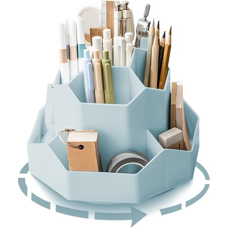 Rotating pen holder, desk organizer, 9 compartments, 360° rotatable