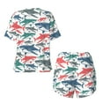 thumbnail image 6 of "Wukai Colorful Shark Women's Pajama Set - Short-Sleeve Top and Shorts with Elastic Waistband and Pockets for Loungewear, Yoga, and Casual Wear-4X-Large, 6 of 8