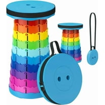 Portable Collapsible Stool – Adjustable Height Folding Stool for Camping, Hiking, Fishing, BBQ, Travel, Outdoor Use Lightweight, Heavy-Duty Support, Portable Seat with Carry Strap (Rainbow)