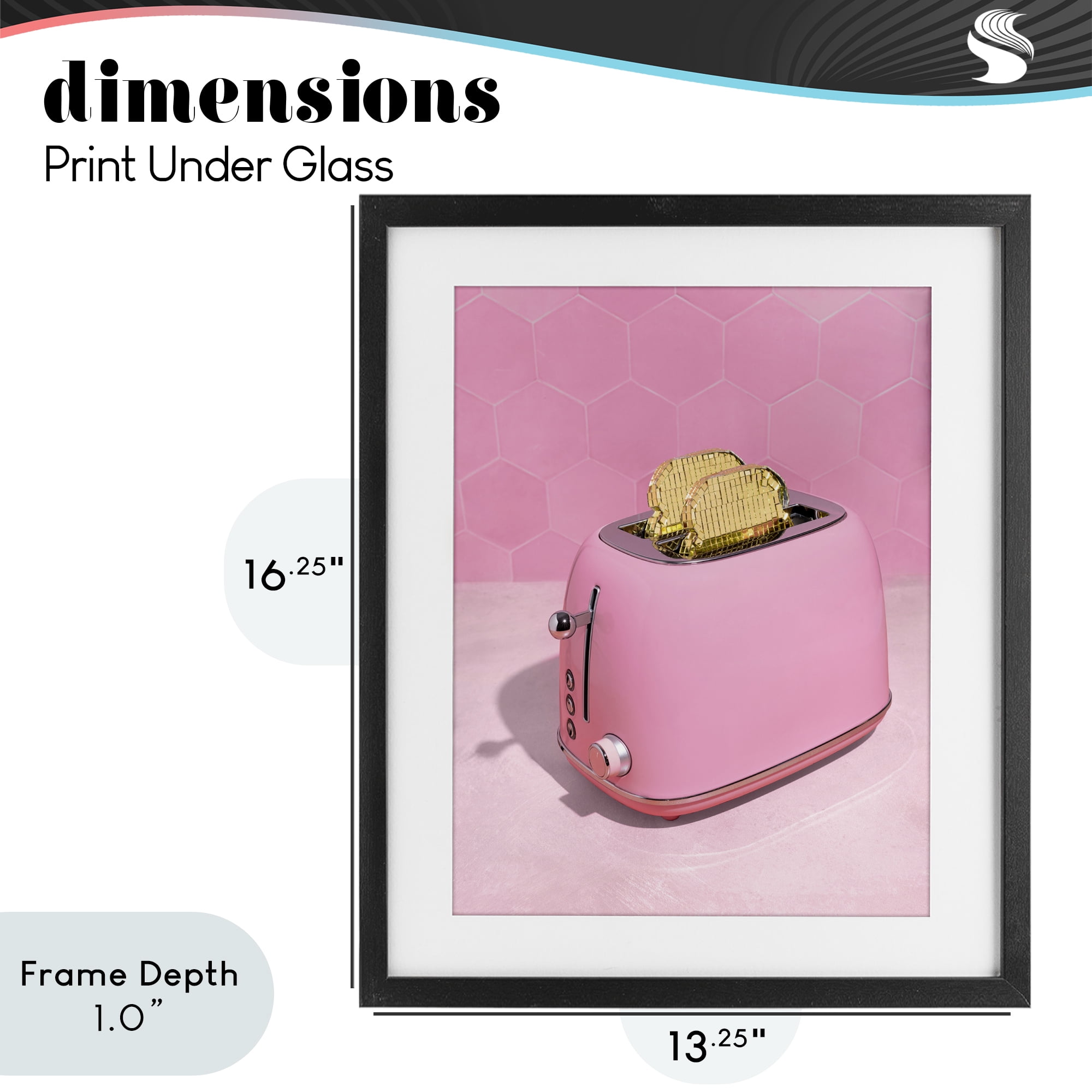 Stupell Industries Golden Toaster over Pink Black Framed Print Under Glass, design by LISH Creative