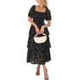thumbnail image 1 of Vestido casual BTFBM para mujer con cuello cuadrado y manga abullonada, 1 of 9
