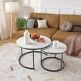 thumbnail image 7 of Coffee Table Set of 2,27.6 inch Round Coffee Table with Sturdy Metal Frame,End Table Side Tables for Living Room Bedroom,White, 7 of 7
