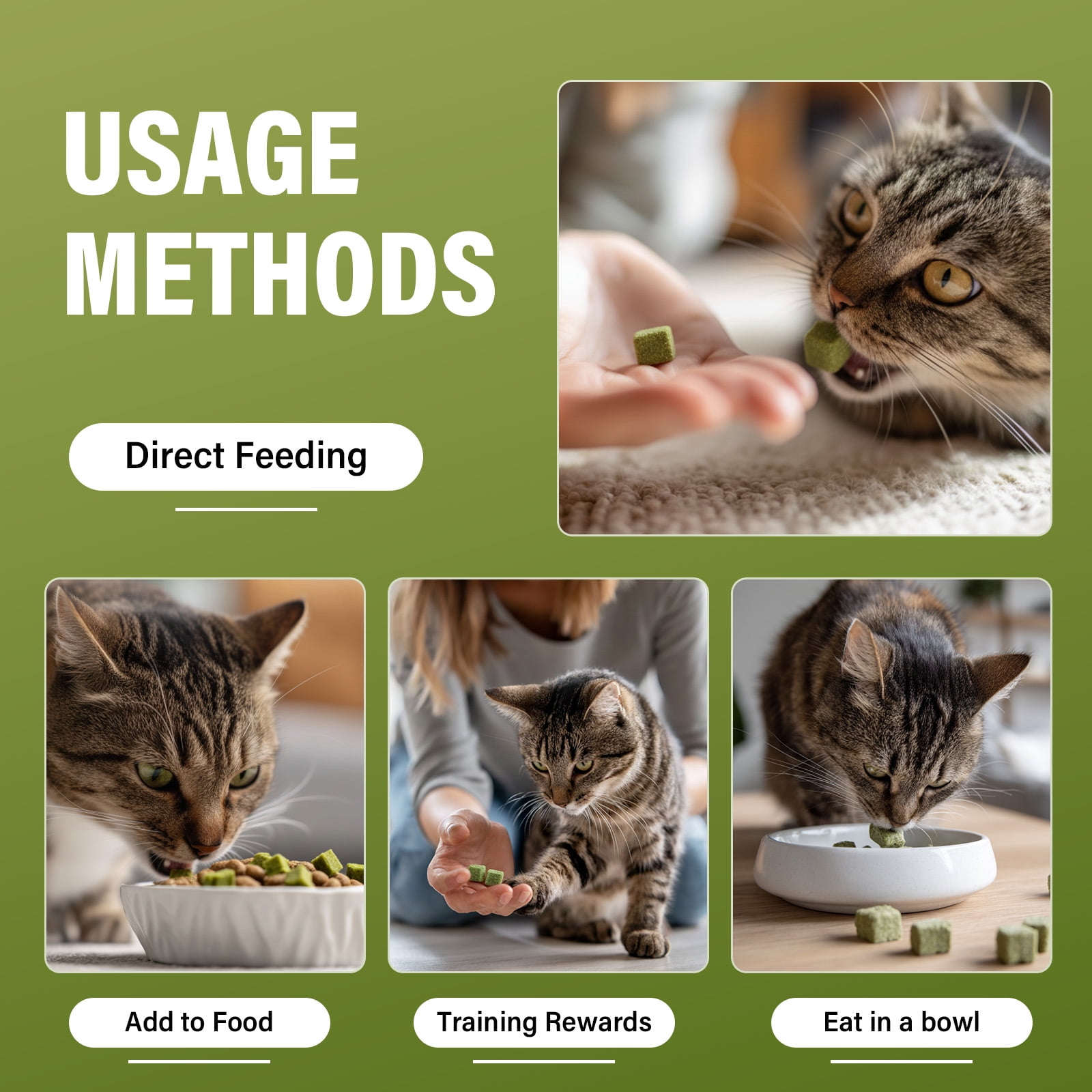 Cat Grass Treats, Cat Grass for Indoor Cats, 100% Organic Hairball Relief & Digestive Support, 120g