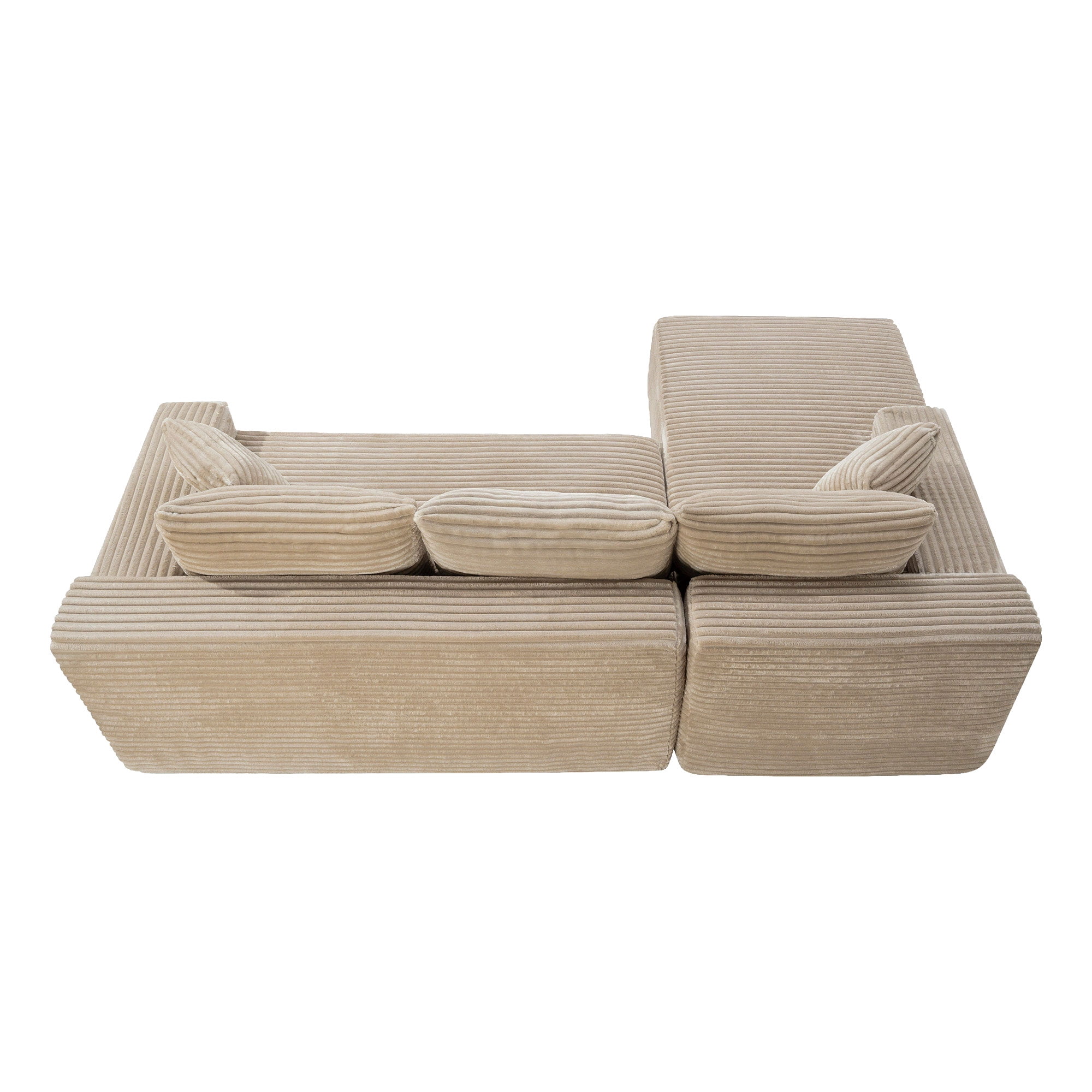 MOONMISS L-Shaped Cloud Sectional Couch with Chaise,Modern Corduroy Upholstered Modular Boneless Sofa,No Assembly for Living Room Apartment(Camel,Left)