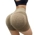 thumbnail image 1 of Pantalones Cortos Yoga Cintura Alta Fitness Leggings para Mujer (caqui S/M), 1 of 7