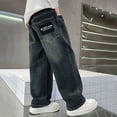 thumbnail image 7 of kpoplk Boys Relaxed Fit Jeans Baggy Wide Leg Casual Denim Pants Elastic Waist with Pockets(Blue,6-7 Y), 7 of 7