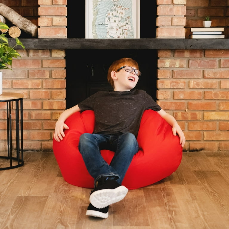 Big Joe Classic Bean Bag Chair Red Smartmax Durable Polyester Nylon Blend 2 feet Round