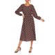 thumbnail image 4 of SAYOO Vestido de primavera femenino con estampado de punto y cuello redondo de manga larga vestido Midi SAYOO moda, 4 of 9