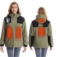 thumbnail image 2 of CKpwisy Winter Jackets for Women Windproof Patchwork Long Sleeve Waterproof Heated Coat Battery Not Included Heated Jackets Army Green S, 2 of 4