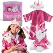 Tickle & Main Girl's Unicorn Sleepover Squad Party Gift Set Plush Book Mask & Robe