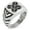 Silver, variant on Stainless Steel Aso Samurai Crest Chevron Pattern Biker Style Polished Ring