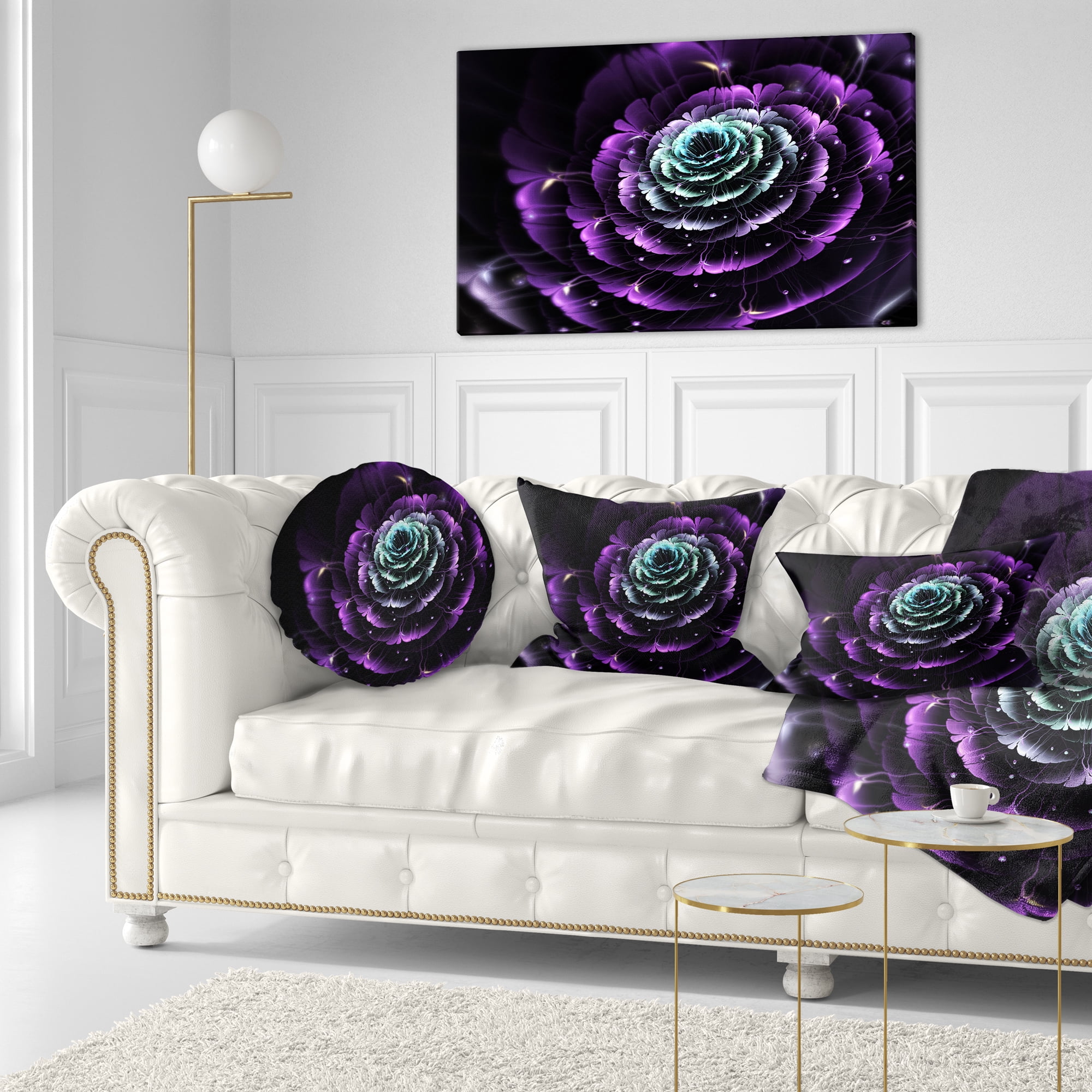 Designart 12" x 20" Purple Polyester Throw Pillow