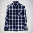 thumbnail image 2 of JUUYY Flannel Shirt for Men Casual Button Down Work Soft All Cotton Lightweight Flannel Mens Plaid Shirts Long Sleeve Dark Blue#1 XXL, 2 of 4
