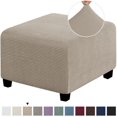 thumbnail image 1 of Chok 3 Sizes Square Jacquard Durable Customized Stretch Footrest Ottoman Cover Folding Storage Stool Furniture Protector Slipcover (Dark Grey L), 1 of 7