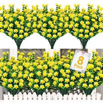 GRNSHTS Artificial Flowers Outdoor, 8 Bundles Faux Flowers Plants Outdoor UV Resistant Greenery Shrubs Plants Indoor Outside Hanging Planter Home Garden Decor  (Yellow)
