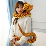 Realistic Snake Plush, 31.5 Inch Lifelike Cobra Stuffed Animal, Flexible Poseable Reptile Toy, Soft Companion, Decorative Cushion for Home Decor, Halloween Scary Prop Gift