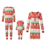 Boiiwant Christmas Print Matching Family Pajamas Outfits+2 Pieces Top Pants for Men Kids Loungewear