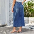 thumbnail image 5 of SWSMCLT Women's High Slit Maxi Denim Skirt Casual Fitted Washed Long Jean Skirts Summer Holiday Tea Length Spring Vintage Fall Pocket Dark Blue Medium, 5 of 5