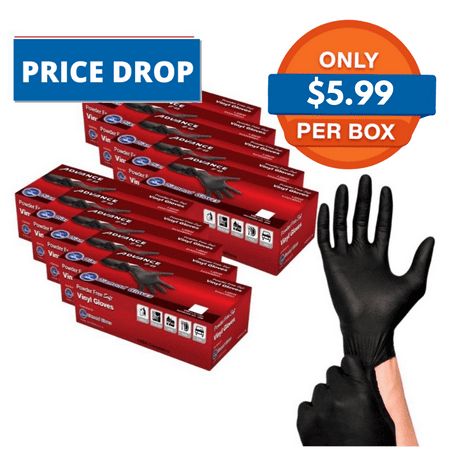 

Black Vinyl Gloves - Powder Free (4 Mil)
