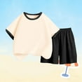 thumbnail image 3 of FSYBOA Girls Casual Outfit Sets, 2 Piece Summer Crewneck Relaxed Kids Clothing Set Black Size 10-12T, 3 of 4
