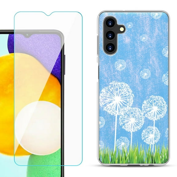 Slim-Fit TPU Fashion Phone Case for Samsung Galaxy A13 5G, with Tempered Glass Screen Protector, by OneToughShield ® - Dandelion Sky