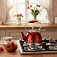 thumbnail image 2 of HausRoland Stainless Steel Stovetop Kettle with Ergonomic Handle 0.74 Qt (0.7 L) Tea Kettle for Stove Top, Red, 2 of 7