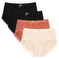 thumbnail image 1 of GigrtiJin Womens Mid Rise Ribbed Underwear Multipack Seamless Lace Panties With Bow Ribbon Breathable Underpants 4 Pack, 1 of 2
