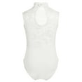 thumbnail image 2 of Oyolan Kids Girls Ballet Dance Gymnastics Leotard Bodysuit Turtle Neck Lace Back Sleeveless Jumpsuit Ivory 3XL, 2 of 7