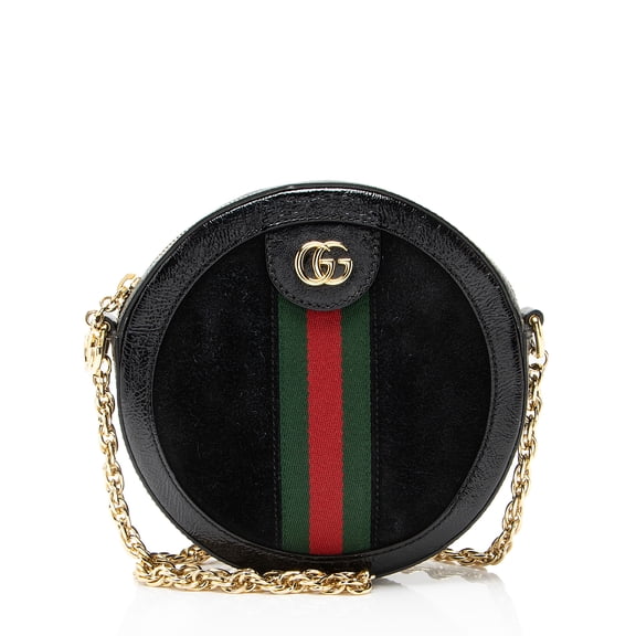 Pre-Owned Gucci Suede Ophidia Round Mini Shoulder Bag