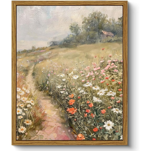 AatoeaX Vintage Floral Wall Art, Bedroom Bathroom Country Flower Fields Art Decor, Canvas Print Retro Paintings, Home Rustic Landscape Farmhouse Decor