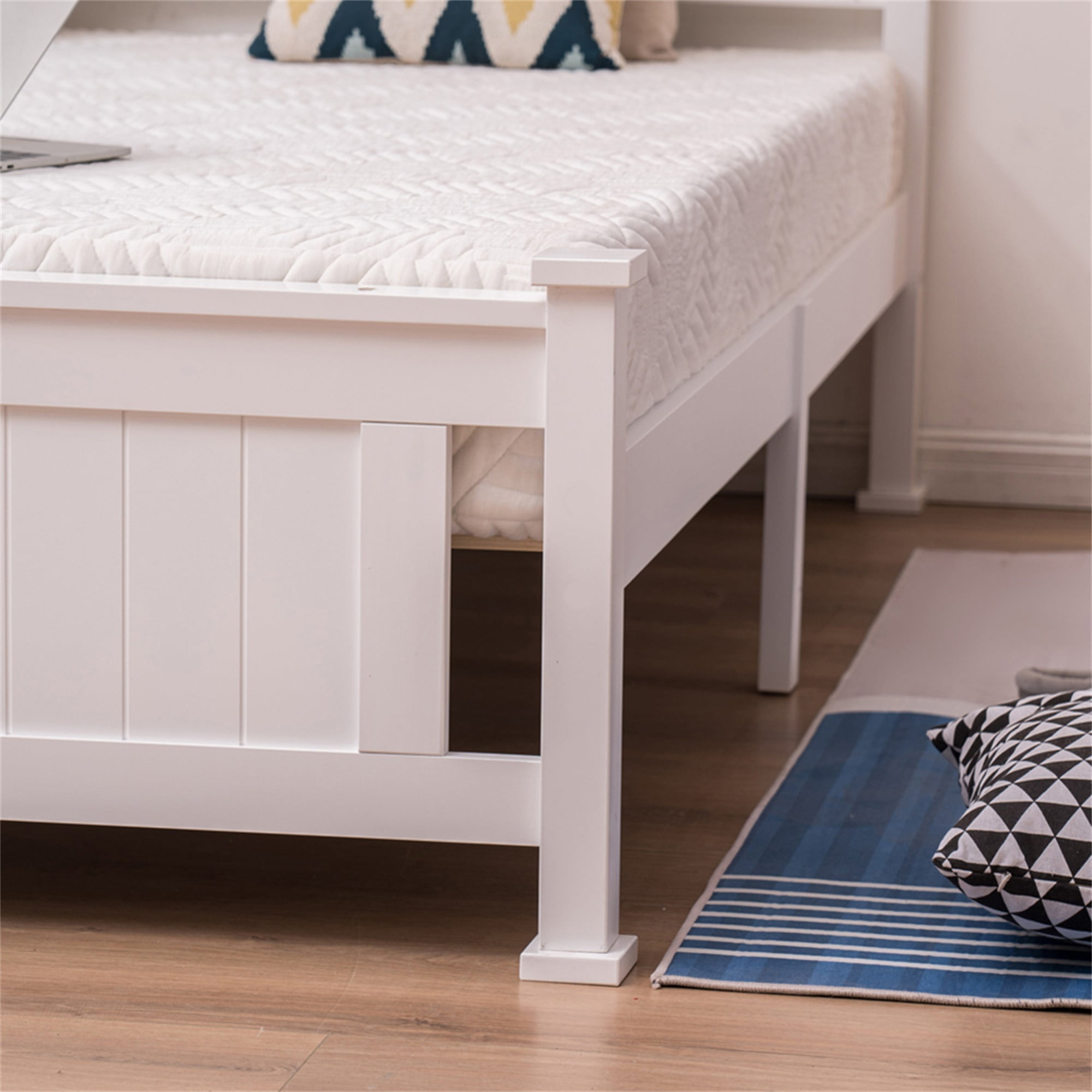 Kadyn Home Modern Queen Size Bed Solid Wood Bed Frame Queen Size Bed Full Size Bed Frame with Headboard Bedroom Bed with Footboard, Solid Wood Slat Support, No Springs, White Kadyn Home Modern Queen Size Bed Solid Wood Bed Frame Queen Size Bed Full Size Bed Frame with Headboard Bedroom Bed with Footboard, Solid Wood Slat Support, No Springs, White
