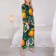 thumbnail image 3 of Balery Fresh Orange Conjunto de Pijama con Estampado para Mujer, Conjunto de Dos Piezas con Manga Larga, Ropa de Dormir Suave con Bolsillos, Pijamas Cómodos-Medium, 3 of 7