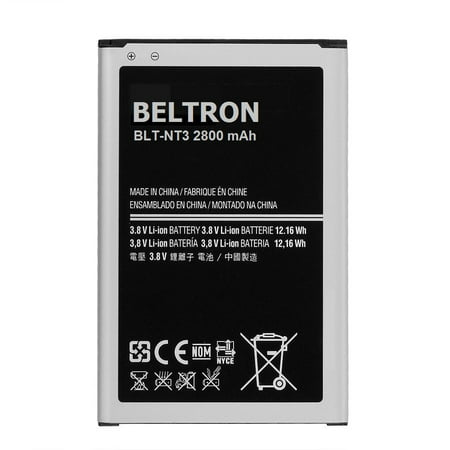 New 3200 mAh Replacement Battery for Samsung Galaxy Note 3 III B800BE B800BU B800BZ (SM-N900 N9000 AT&T Sprint T-Mobile US Cellular Verizon) BELTRON 1 YEAR