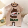 thumbnail image 2 of mgoYE Baby Boy Girl Romper Toddler Infant Unisex Short Sleeve Jumpsuit Shorts Summer One Piece|Khaki 3-6 Months, 2 of 5
