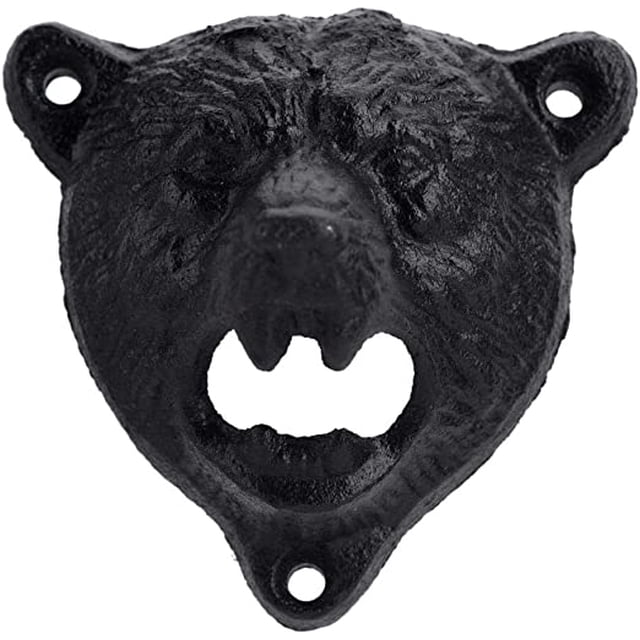 Abridor de botellas, barra y accesorio de cocina montado en la pared con cabeza de oso de hierro fundido oso de fresa Electrónica