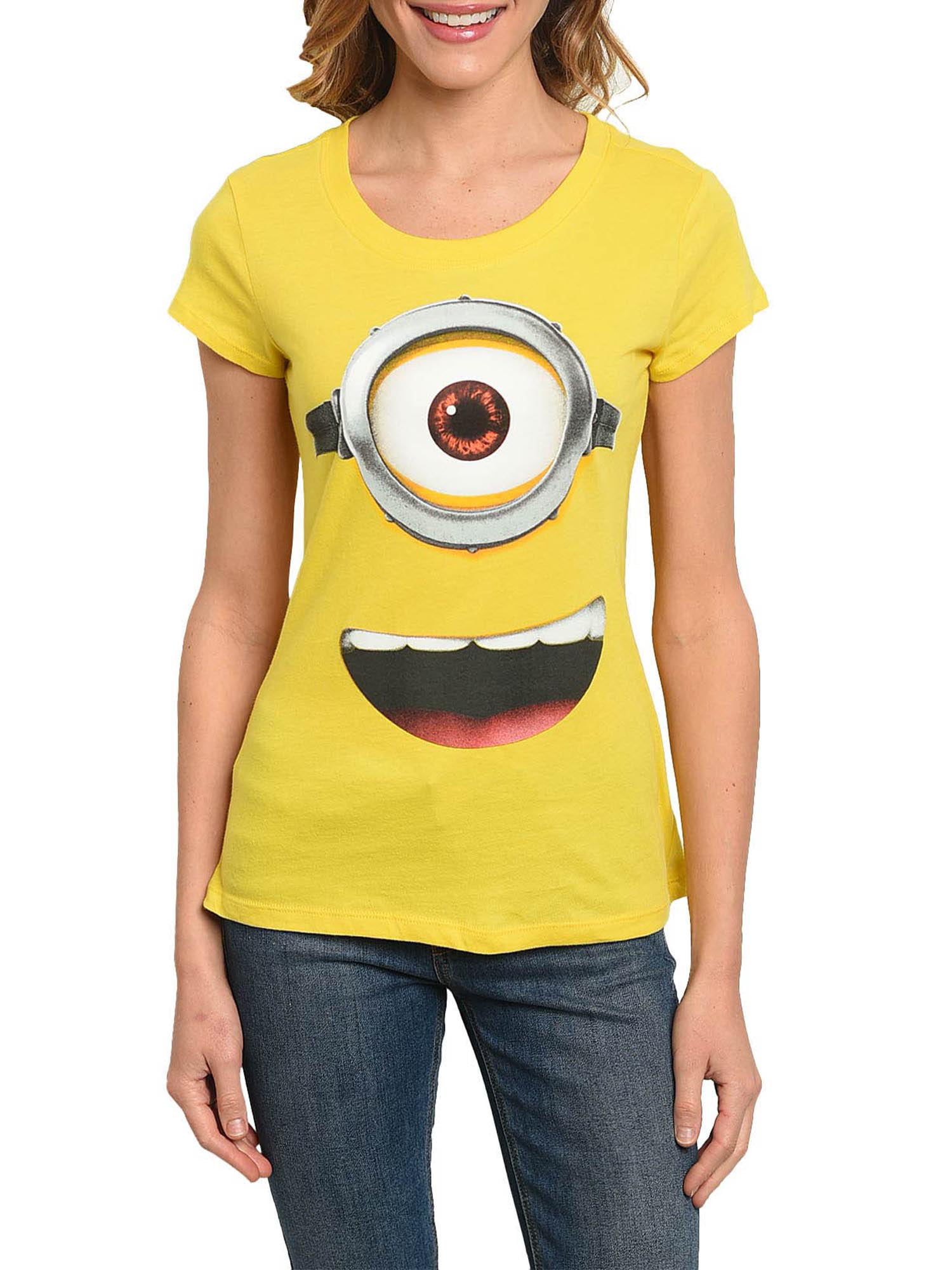 glas Støt oprejst Despicable Me Minions Face Fitted T-Shirt Halloween Costume Tee Yellow ( Women's) - Walmart.com
