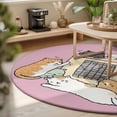 thumbnail image 3 of Round Area Rugs 7Ft, Pink Cute Cat Non-Slip Washable Circle Rugs Carpet, Cartoon Funny Heater Cats Indoor Outdoor Rug Floor Mats Throw Runner for Bedroom Living Room Bathroom, 3 of 8