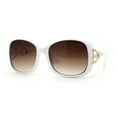 thumbnail image 1 of Womens Jewel Buckle Ribbon Hinge Butterfly Designer Sunglasses White Brown, 1 of 4