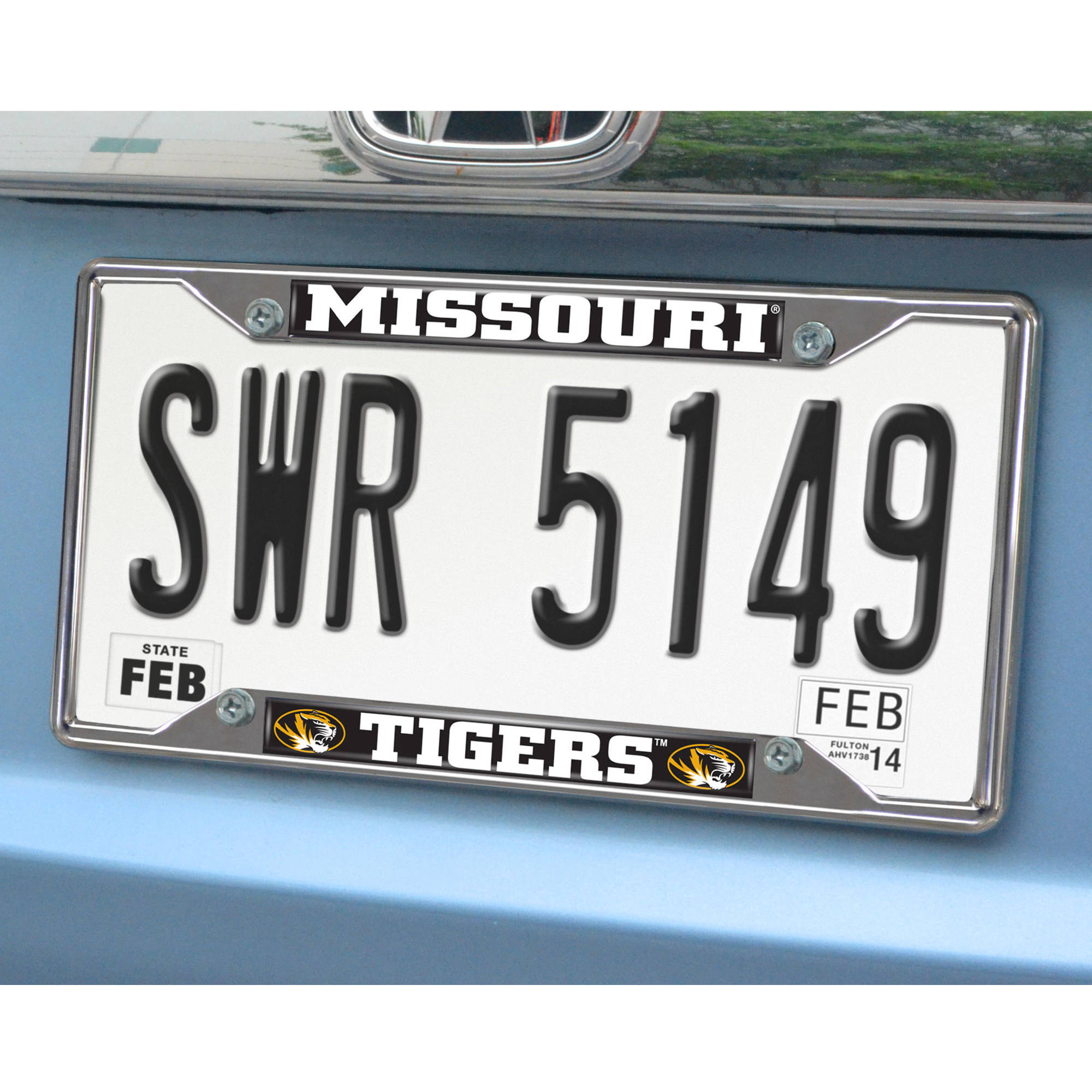 Missouri Tigers Chrome Metal License Plate Frame, 6.25in x