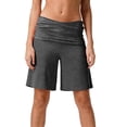 thumbnail image 2 of Dwellite Shorts for Women Low Rise Fold Over Short Wide Leg Yoga Pants Y2K Lounge Palazzo Gauchos Pant Dark Gray S, 2 of 6