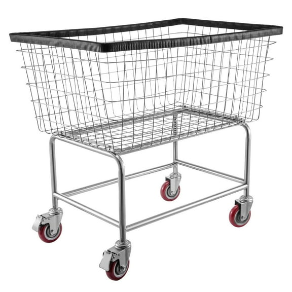 Wire Laundry Cart, 4.5 Bushel Wire Laundry Basket with Wheels, 35''x15.7''x22'' Wire Laundry Basket Cart, Steel Frame with Finish, 5'' Casters, Wire Basket Cart for Laundry