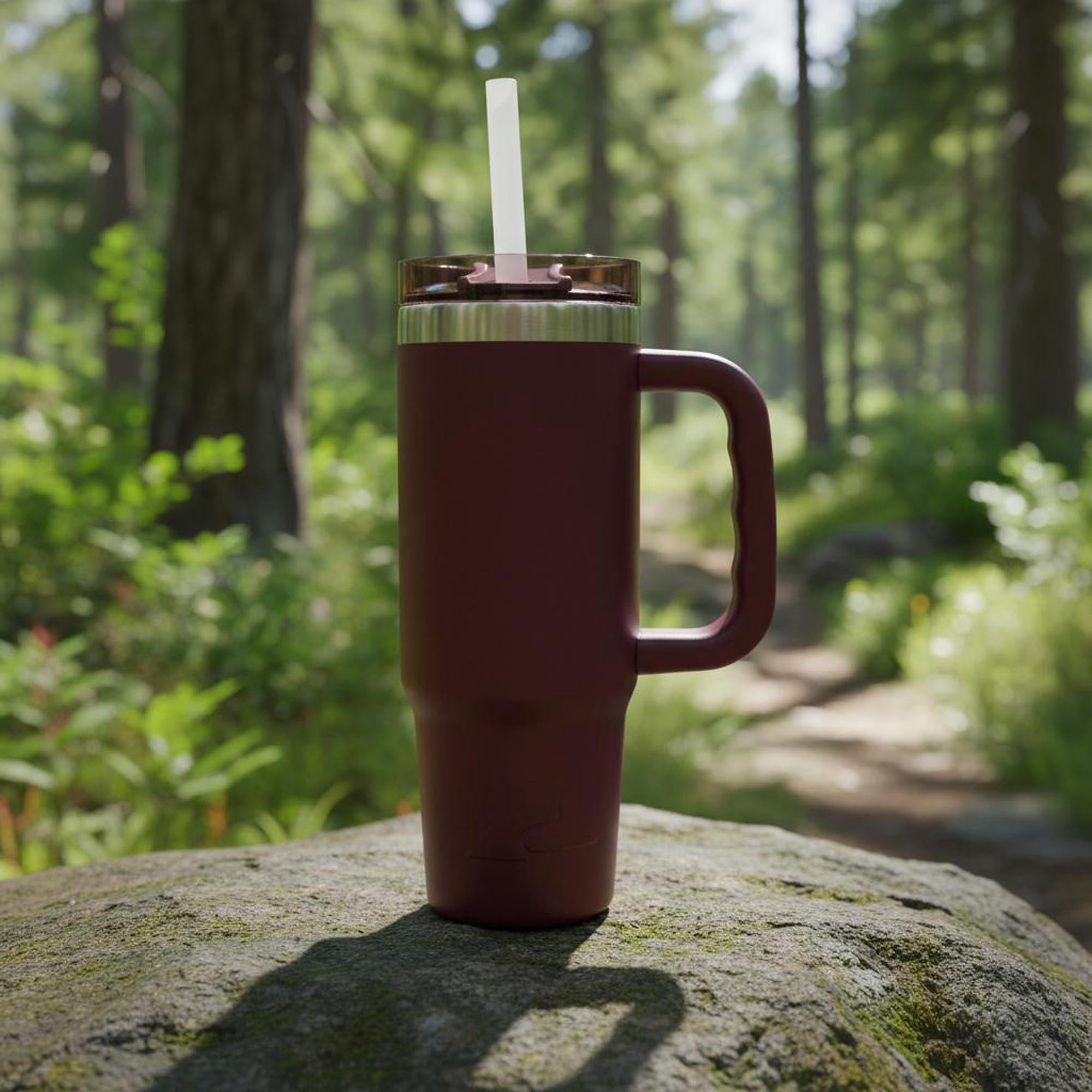 Ozark Trail 30 oz Stainless Steel Insulated Tumbler with Handle, Maroon