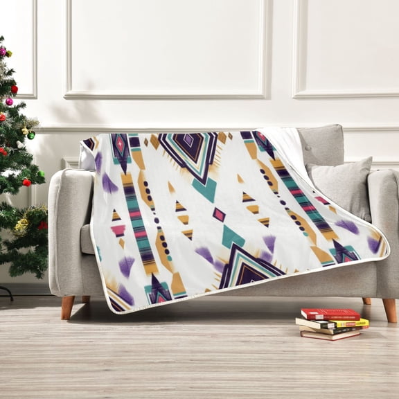 50x60 inch Crystal Fleece & Arctic Fleece Blanket Soft Bed Throws for Home or Camping Artistic Stripes Pattern