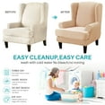 thumbnail image 3 of TOPCHANCES 2-Piece Stretch Velvet Fabric Wing Chair Cover Wingback Armchair Slipcovers（Beige）, 3 of 10